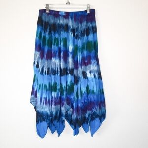 Harmony Masterpieces Tie Dye Handkerchief Midi Skirt L